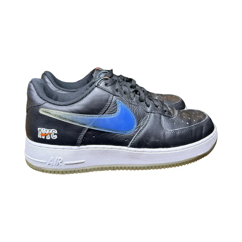 Kith Nike Air Force 1 Low NYC Away Black Blue Orange CZ7928-001 Mens Size 10